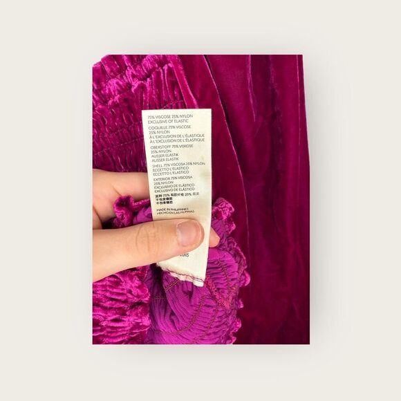 Anthropologie Puff-Sleeve Velvet Blouse Pink Size Small - Picture 8 of 8